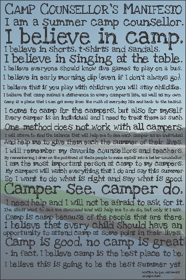 Camp Counsellor’s Manifesto